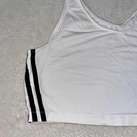 Vintage Adidas Tapered Crop Tank Top Black and White - Picture 4 of 6